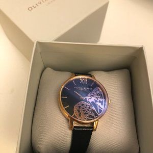 NWT Olivia Burton Black/Rose Gold Butterfly Watch